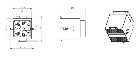 150W TEC-Kühlmodul Maßzeichnung für OEM-Integration eines thermoelektrischen Kühlmoduls