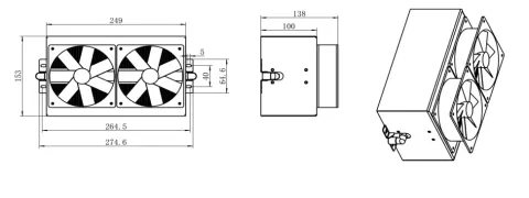 300W TEC-Kühlmodul Maßzeichnung für OEM-Integration eines thermoelektrischen Kühlmoduls