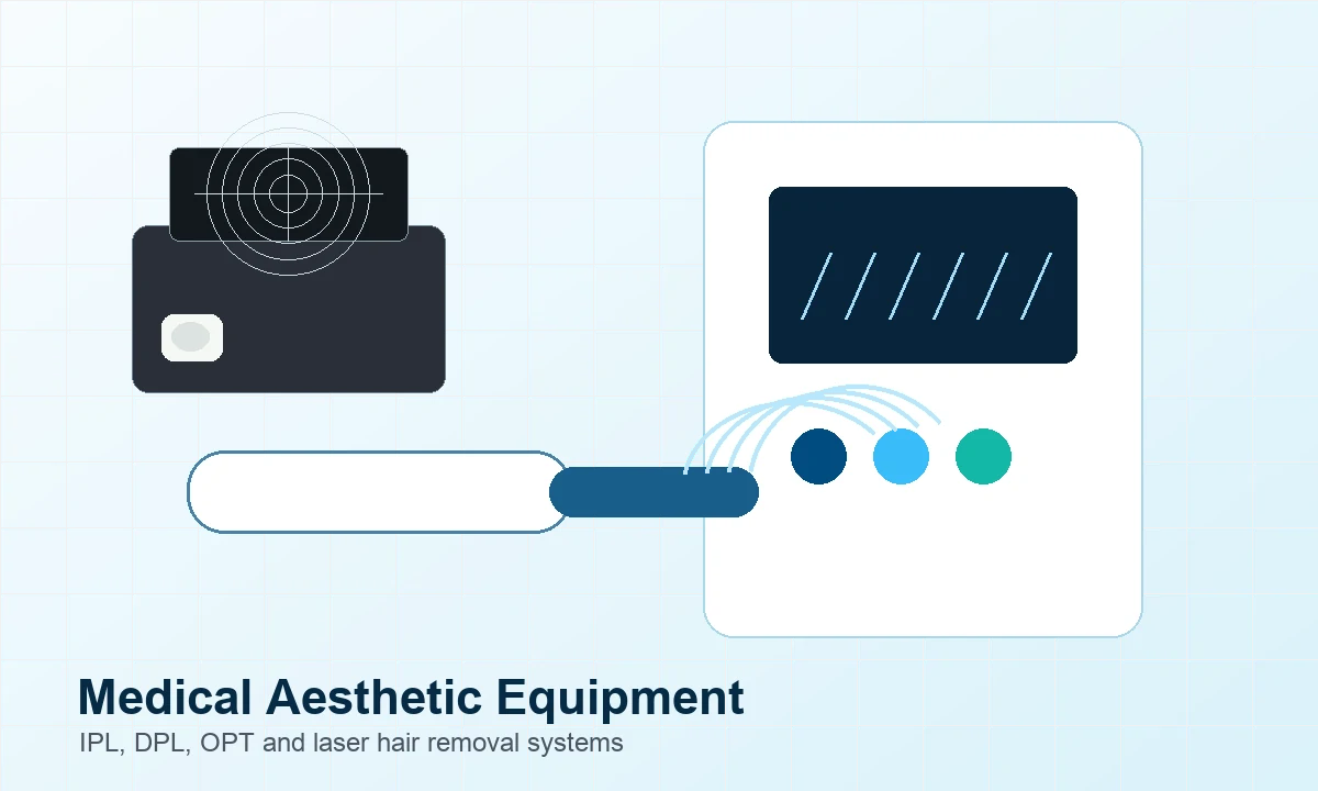 Medical Aesthetic Equipment - Cooling assemblies for IPL, DPL, OPT, laser hair removal, and post-treatment cooling systems.